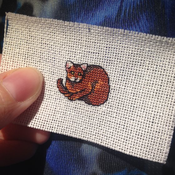 Работа «Мини-вышивка. Рыжий кот.»