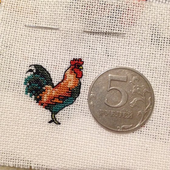 Работа «Мини-вышивка. Петушок»