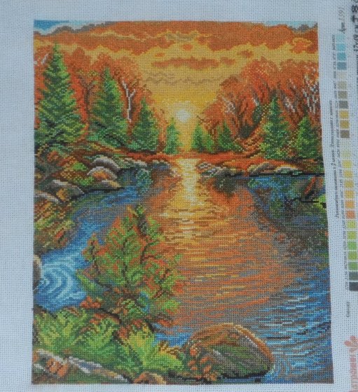 Работа «закат на озере»