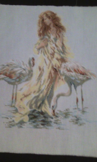 Работа «Девушка и фламинго»