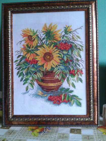 Работа «Букет с подсолнухами»