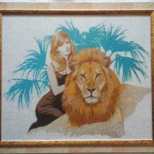 Работа «Укротительница с большой кошкой. Лев»