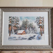 Работа «"Лесная сторожка" фирма Золотое Руно, 35х24, аида 16, 29 цветов»