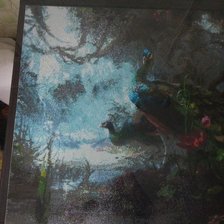 Работа «Подложка под стекло-столешница "Павлины в тумане"»