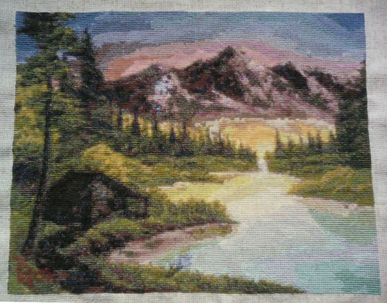 Работа «Домик у озера в горах»