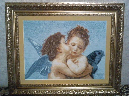 Работа «Амур и Психея. Дети. Вышивала 4 месяца.»