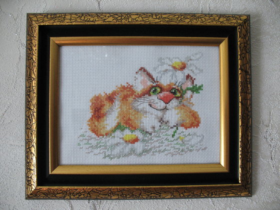 Работа «Кот с ромашками.»