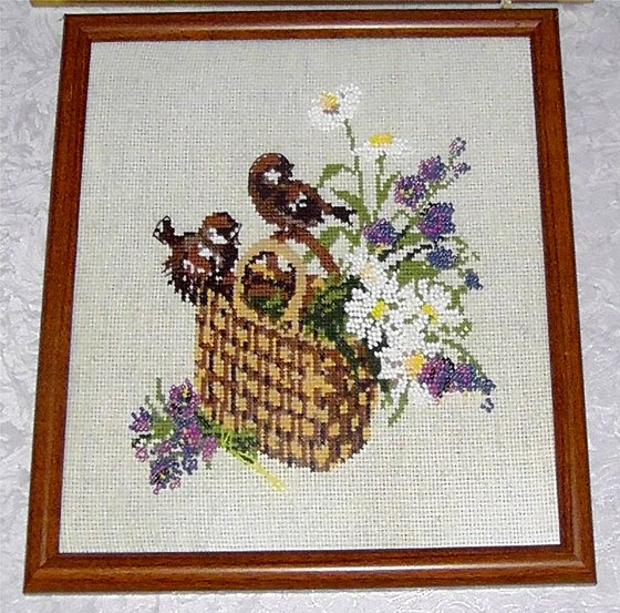 Работа «Риолис 874"Воробьи на корзинке"»