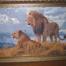 Работа «Львы в прериях»