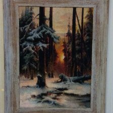 Работа «Закат в зимнем лесу»