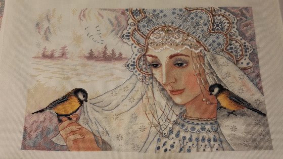 Работа «Снегурочка и синички»