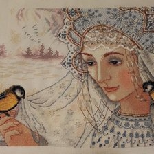 Работа «Снегурочка и синички»