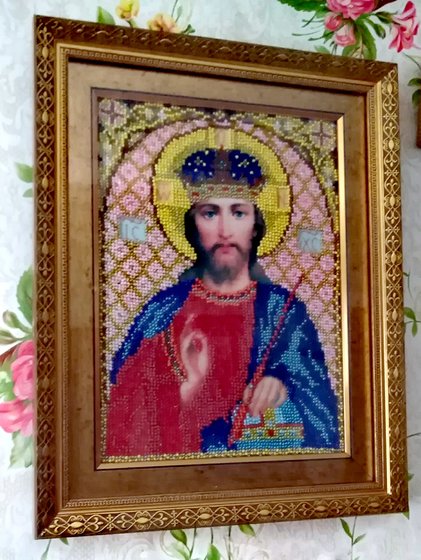 Работа «Икона вышитая бисером»