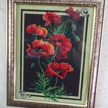 Работа «Маки на чёрном.Бисер.»