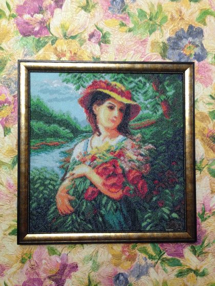 Работа «девушка с цветами»