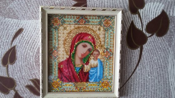 Работа «икона Казанская Божья Матерь, вышита бисером»