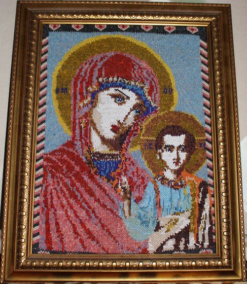 Работа «Казанская икона Божией Матери  (вышивка бисером)»