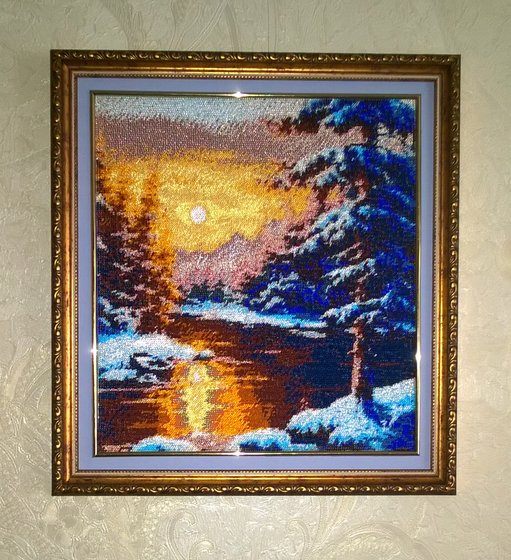 Работа «Зимний закат (бисер)»