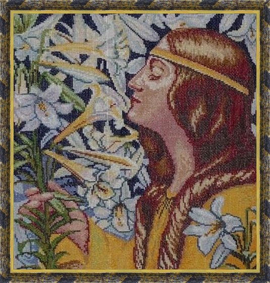 Работа «Девушка и лилии»