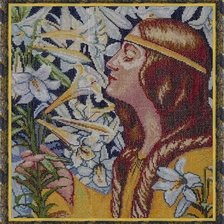 Работа «Девушка и лилии»