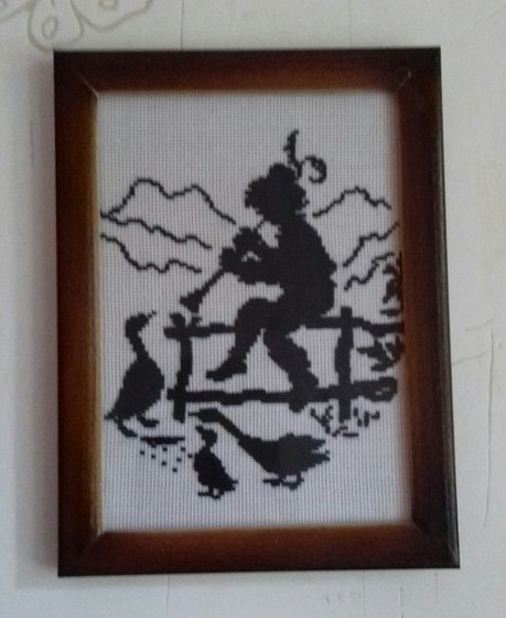 Работа «Миниатюра монохром. Мальчик и гуси»