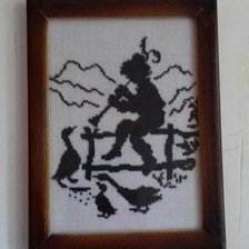 Работа «Миниатюра монохром. Мальчик и гуси»