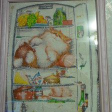 Работа «котик в холодильнике с мышками»