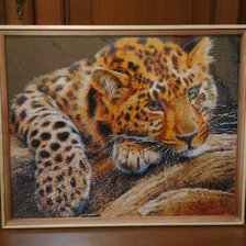 Работа «Алмазная вышивка "Леопард" (полная выкладка, 40*50 см)»