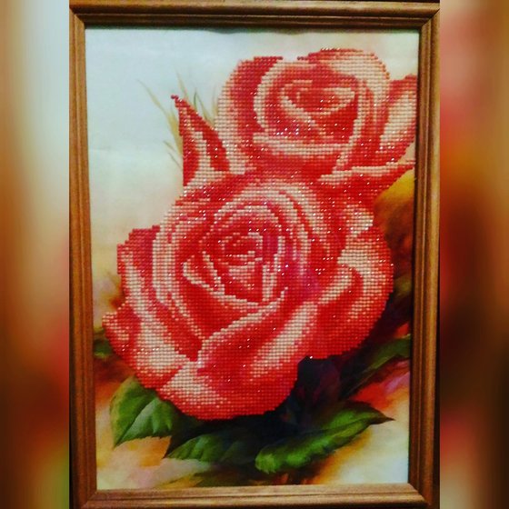 Работа «Алмазная вышивка "Розы" (частичная выкладка)»