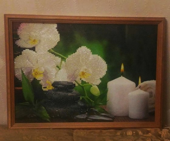 Работа «Алмазная вышивка "Орхидеи" (частичная выкладка)»