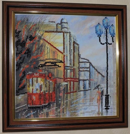 Работа «Дождливый вечер , схемы на холсте фирмы Абрис - Арт»