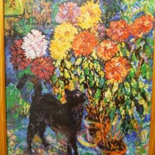 Работа «Георгины и черный кот. Н.А.Тарханов»