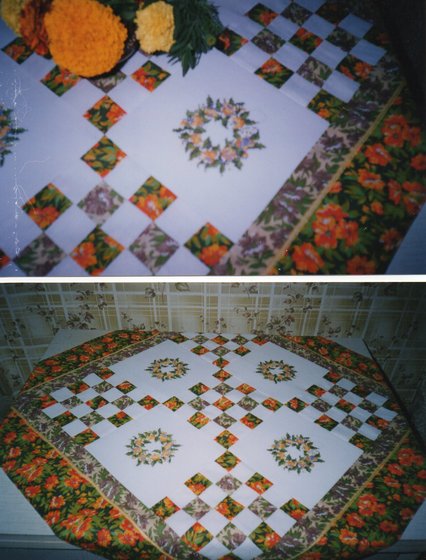 Работа «скатерть пэчворк+вышивка крестиком»