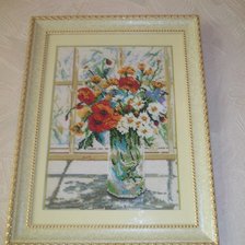 Работа «Летний букет.  Бисер и нитки.»