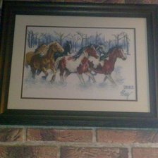 Работа «Кони в зимнем лесу»