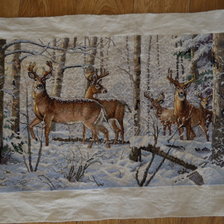 Работа «Олени в зимнем лесу»