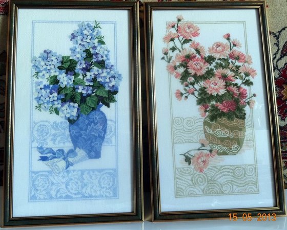 Работа «Гортензия и   Хризантемы»