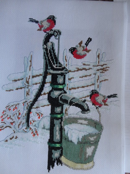 Работа «Снегири на колонке»