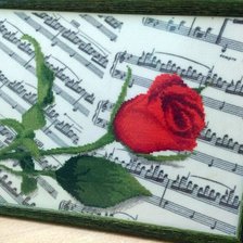 Работа «Роза и ноты  (вышивка и принт)»