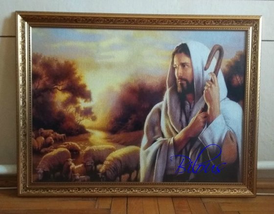 Работа «Добрий пастир.Мій шедевр.Картина вишита хрестиком 90кольорів.»
