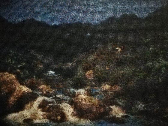 Работа «Горный ручей ночью»