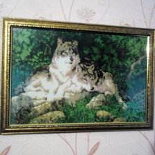 Работа «Волки на камнях»