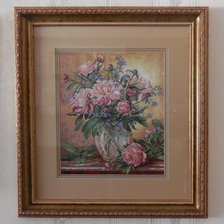 Работа «Пионы и колокольчики»