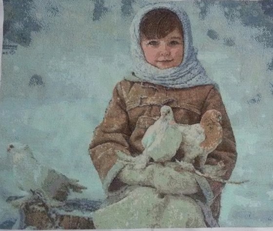 Работа «девочка с голубями»