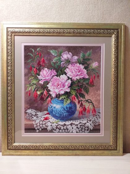 Работа «Розы  и  фуксии»