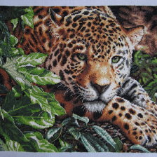 Работа «" Леопард на отдыхе"Вышивала по подбору.»