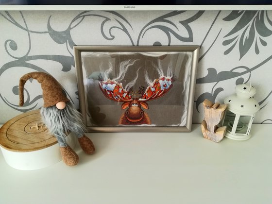 Работа «Рождественский лось (в интерьере)»