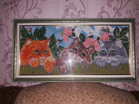 Работа «Коты вышивка бисером полная зашивка»