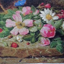 Работа «Цветы на камне»