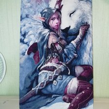 Работа «Эльфийка и снежный лев»